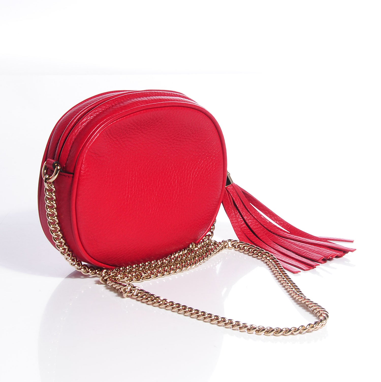 Gucci Pebbled Calfskin Mini Soho Chain Bag Tabasco Red 3 of 10