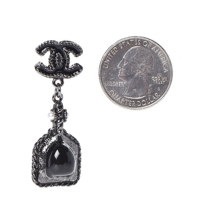 Chanel Ruthenium Enamel Gripoix CC Earrings Black 2 of 3