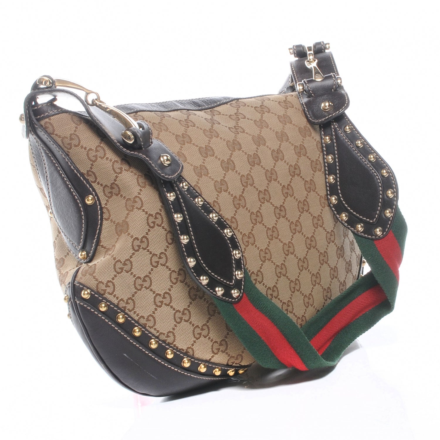 Gucci Monogram Borchie Studded Hobo Ebony 3 of 7