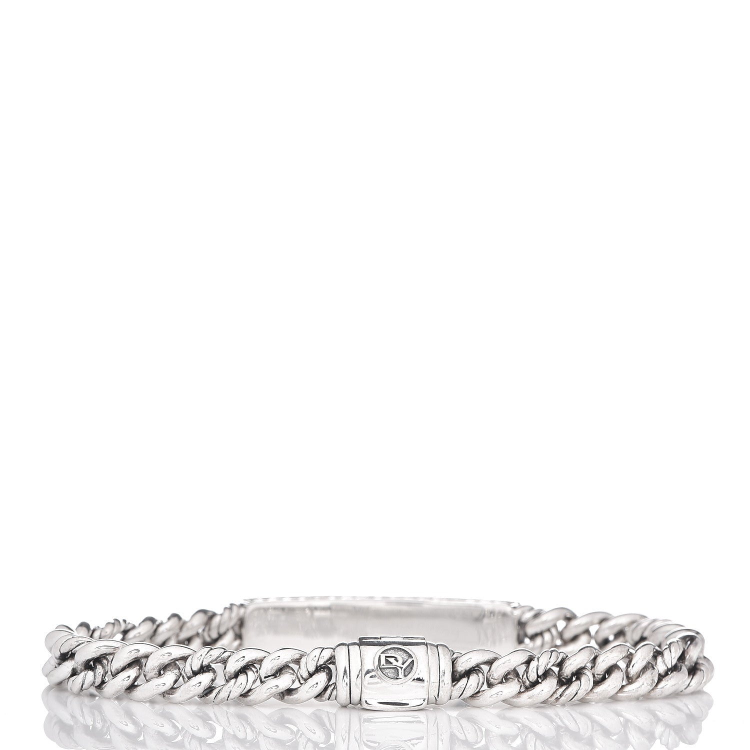 David Yurman Sterling Silver Diamond 7mm Petite Pave Curb Link Love ID Bracelet 3 of 4