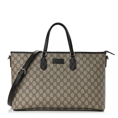 Gucci GG Supreme Monogram Medium Zippered Tote Dark Brown 1 of 10