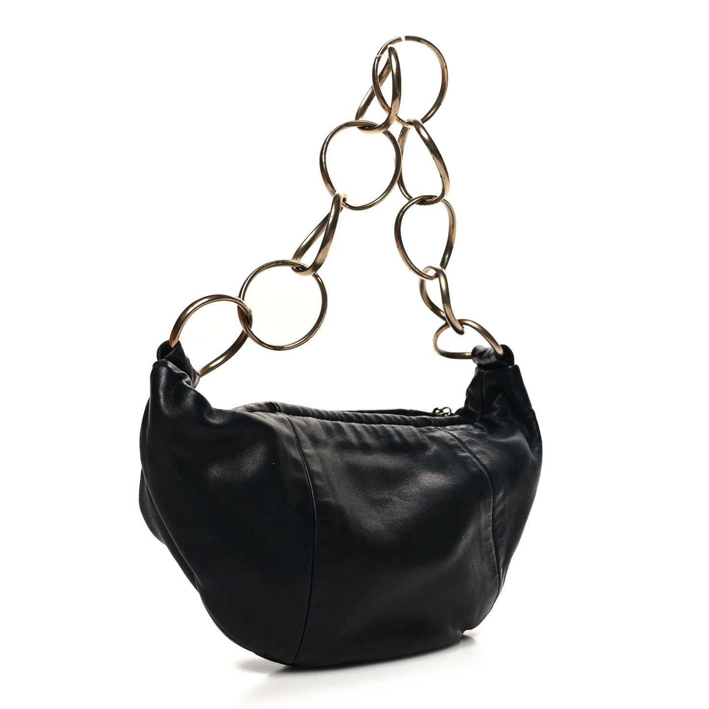 Lambskin Small Chain Hobo Black