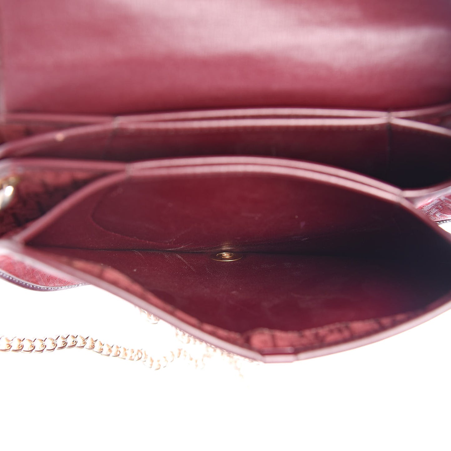 Monogram Round Chain Crossbody Red