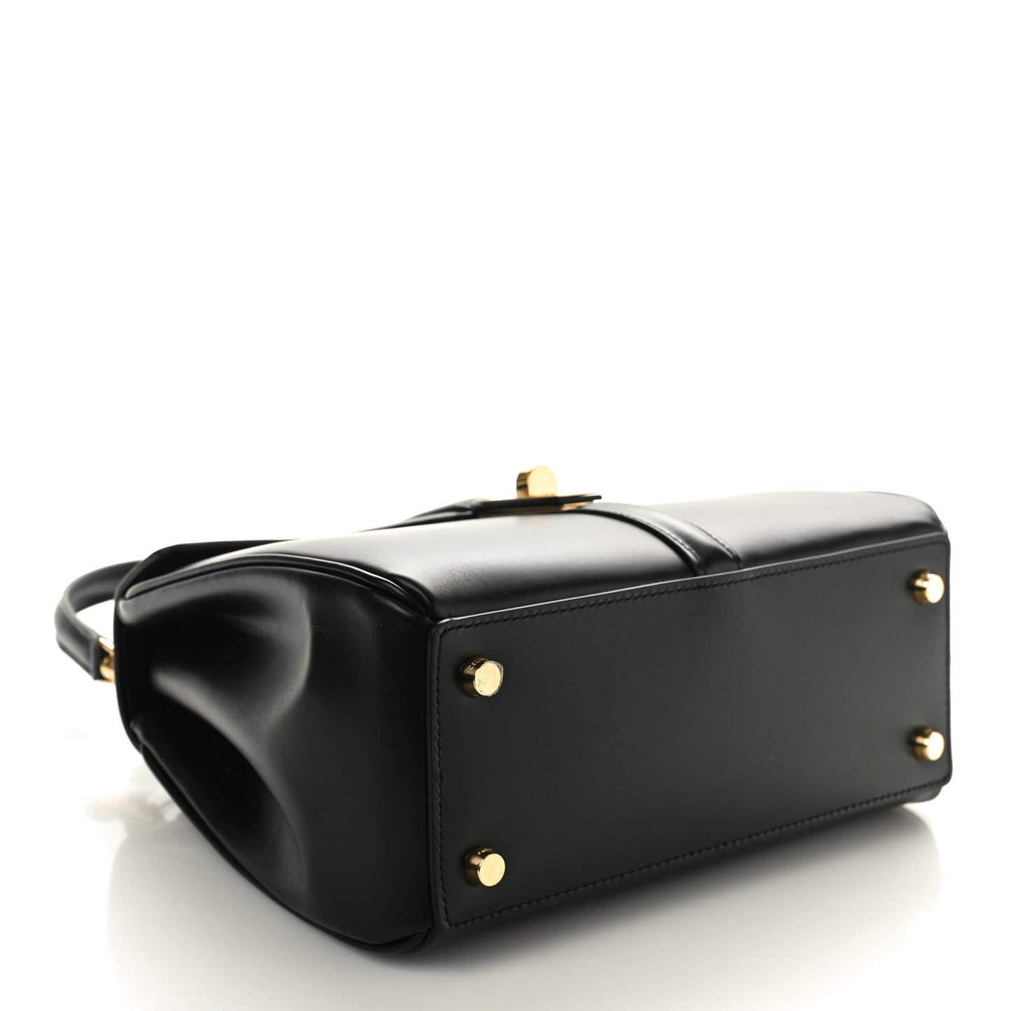 Satinated Calfskin Small 16 Top Handle Bag Black