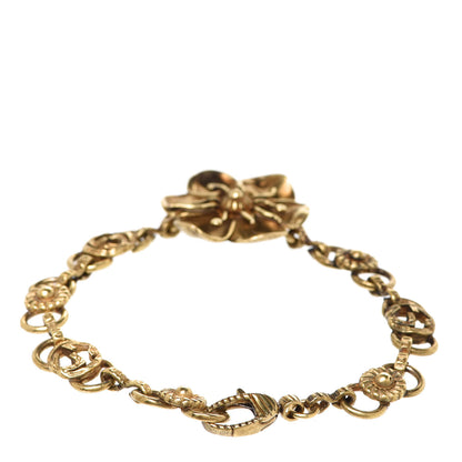 Gucci Metal Floral Detail Bracelet Aged Gold 3 of 7