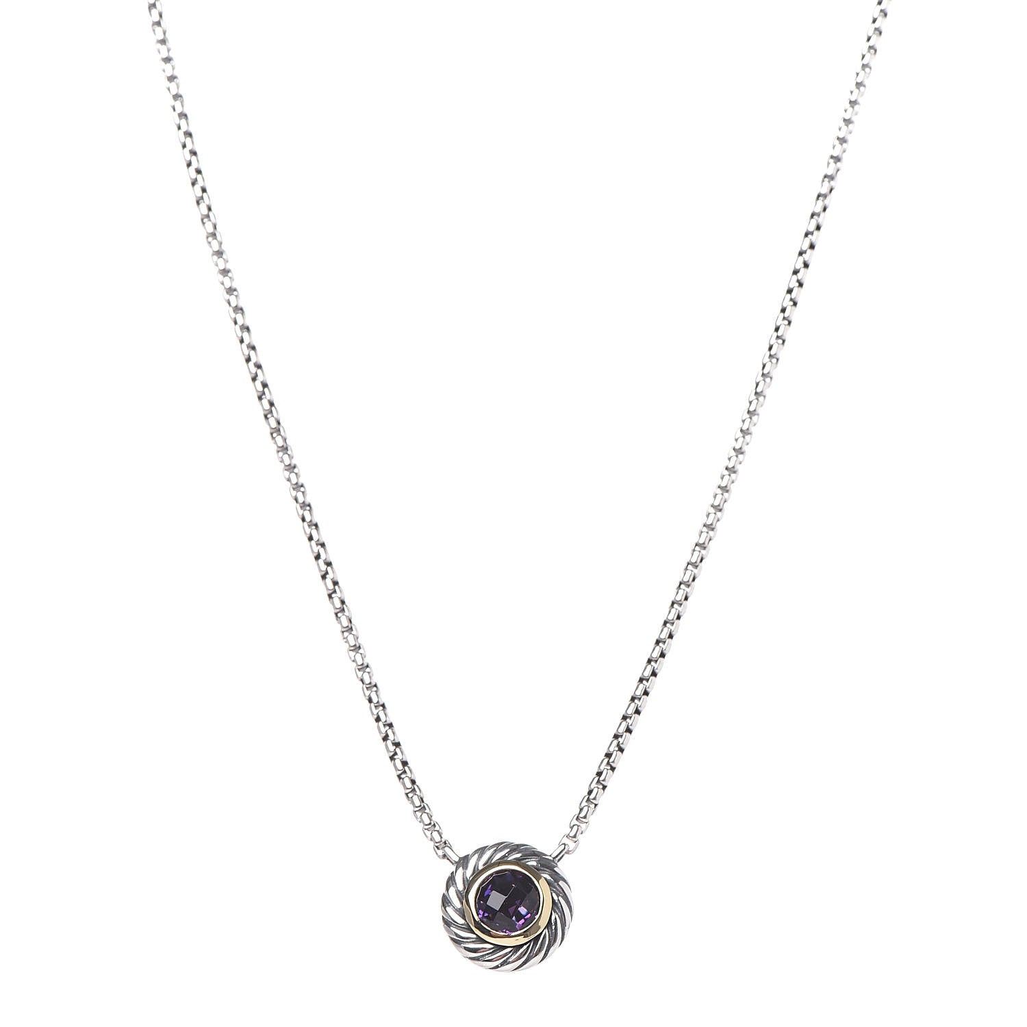 David Yurman Sterling Silver 14K Yellow Gold Amethyst Cookie Necklace 1 of 6