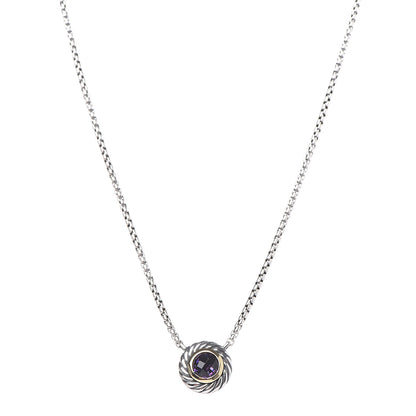 David Yurman Sterling Silver 14K Yellow Gold Amethyst Cookie Necklace 1 of 6