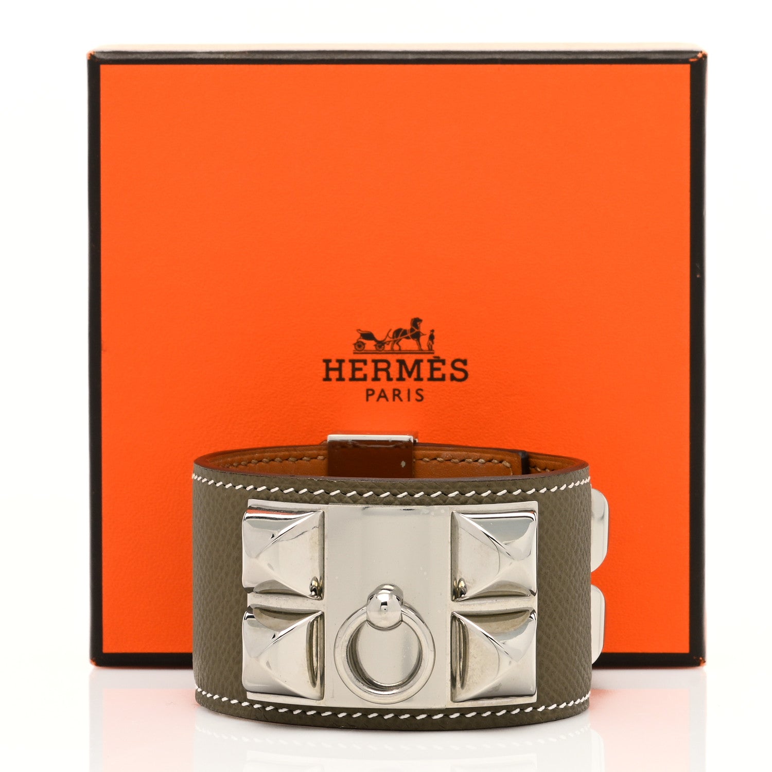 Hermes Epsom Collier de Chien CDC Bracelet T3 Etoupe 6 of 6