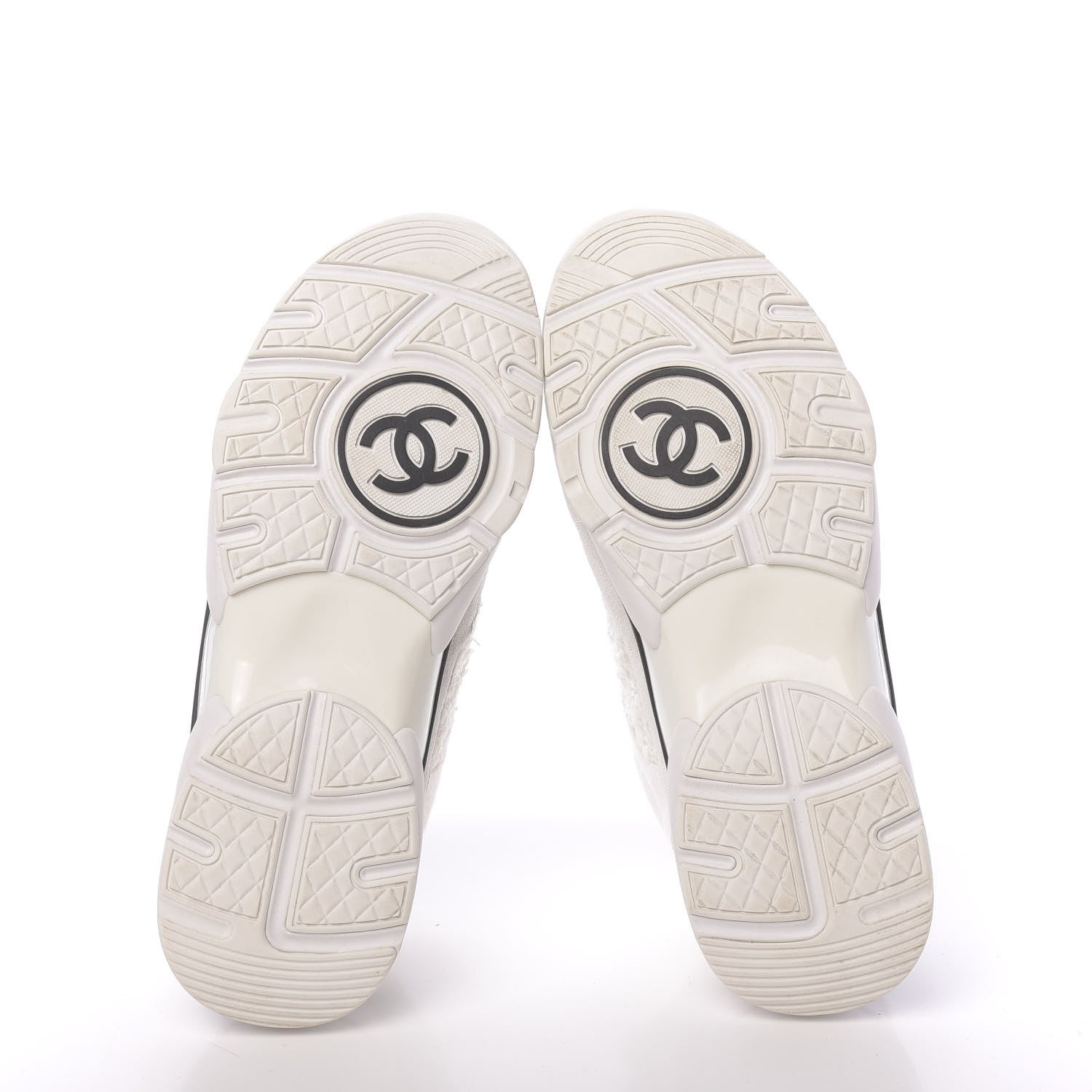 Chanel Velour Tweed CC Sneakers 39.5 White 5 of 8