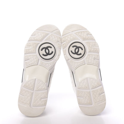 Chanel Velour Tweed CC Sneakers 39.5 White 5 of 8