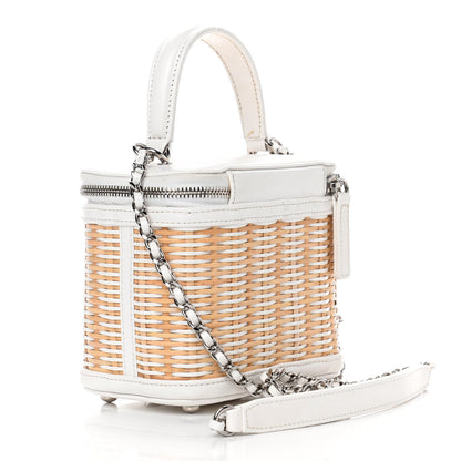 Chanel Calfskin Raffia Small Vanity Case Bag White Beige 2 of 10