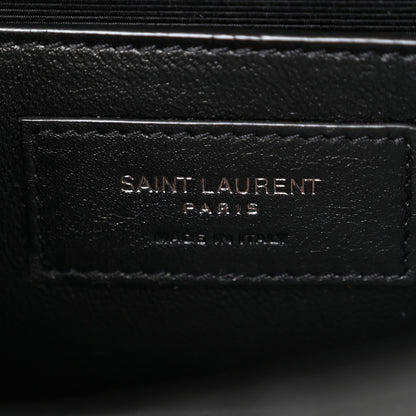 Saint Laurent Grain De Poudre Textured Mixed Matelasse Triquilt Small Monogram Monochrome Satchel Black 6 of 9