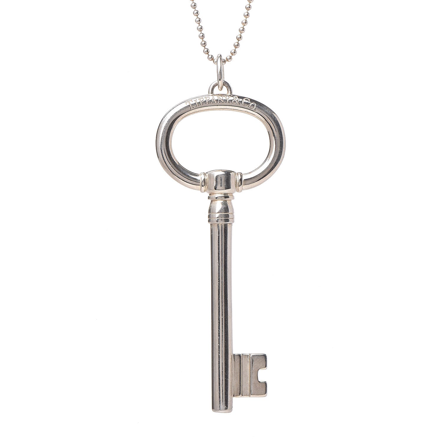 Tiffany Sterling Silver Oval Key Pendant Necklace 4 of 7