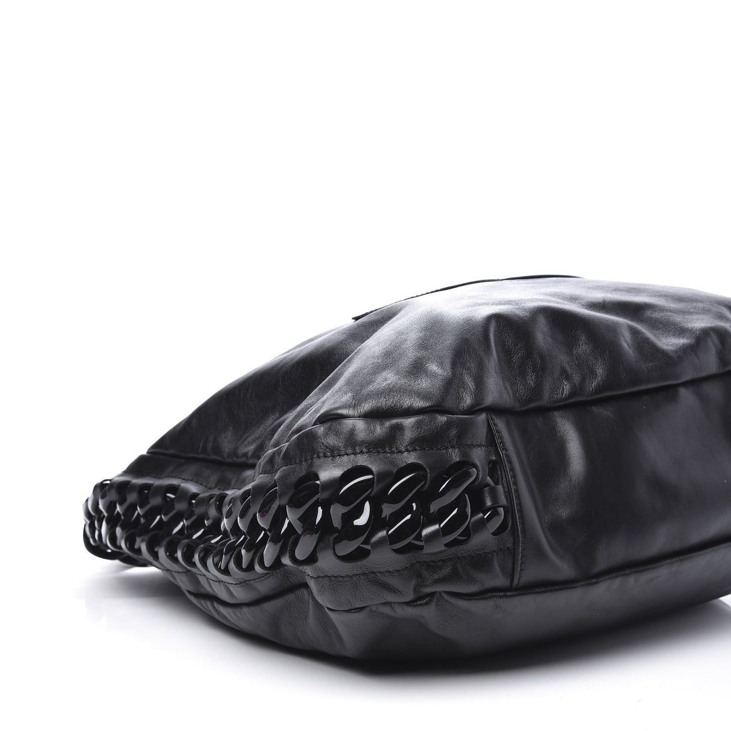 Calfskin Modern Chain Rhodoid Hobo Black