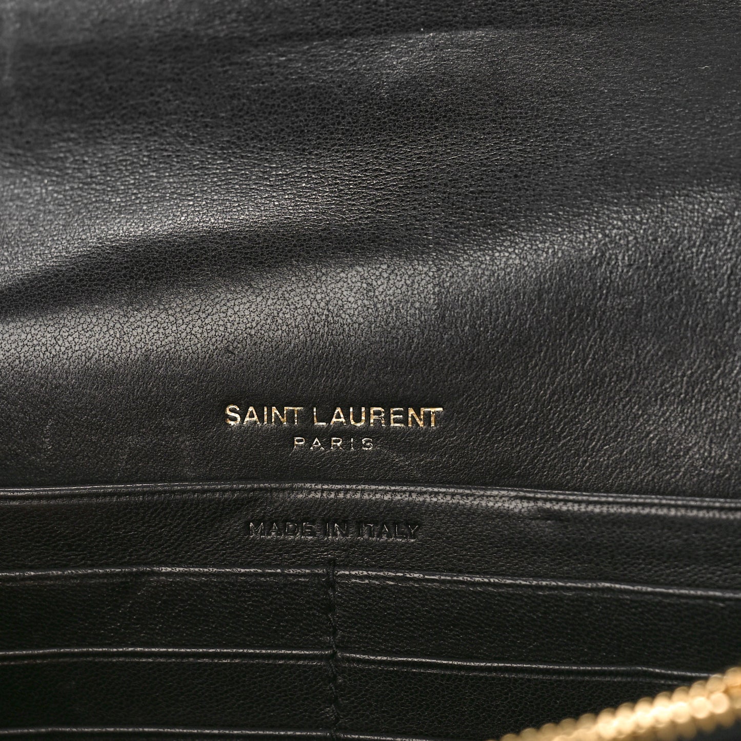 Lambskin Matelasse Monogram Vicky Chain Wallet Black