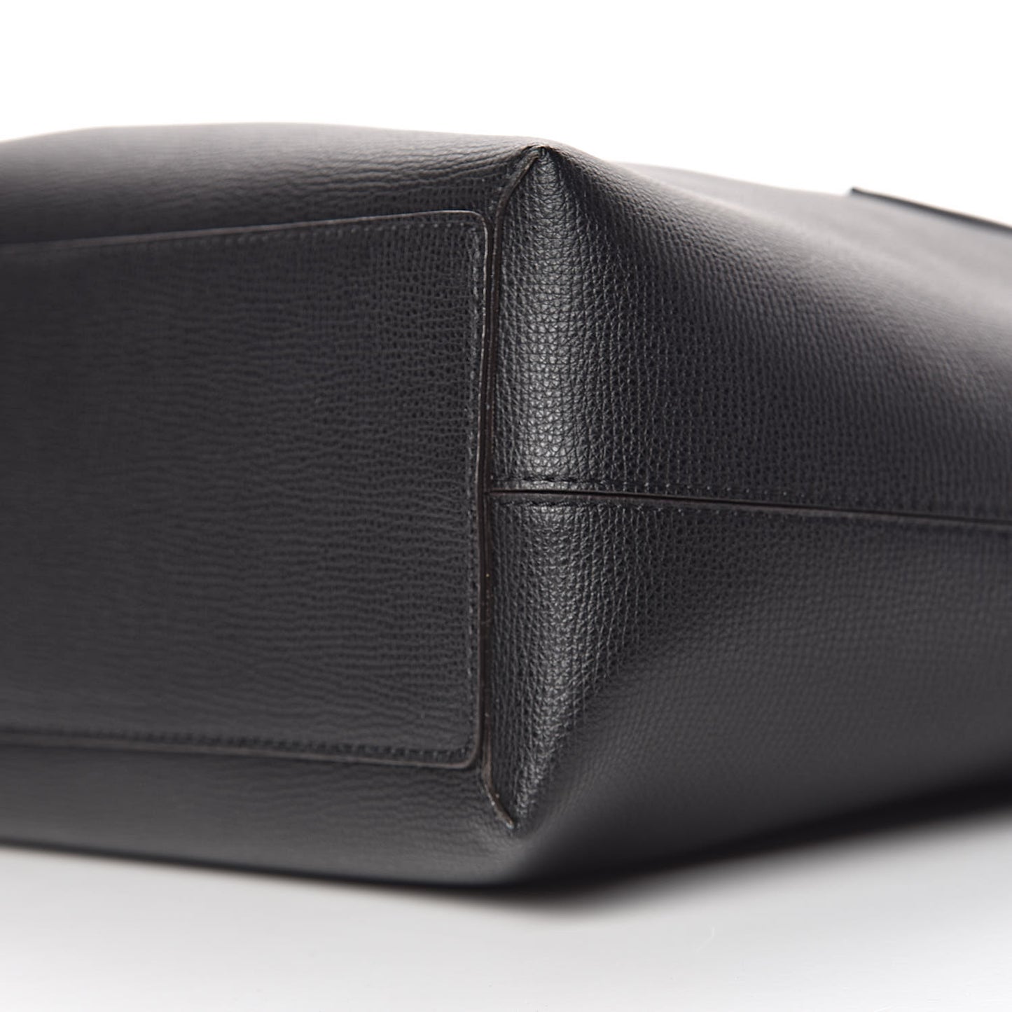 Grainy Calfskin Haymarket Check Medium Reversible Tote Black
