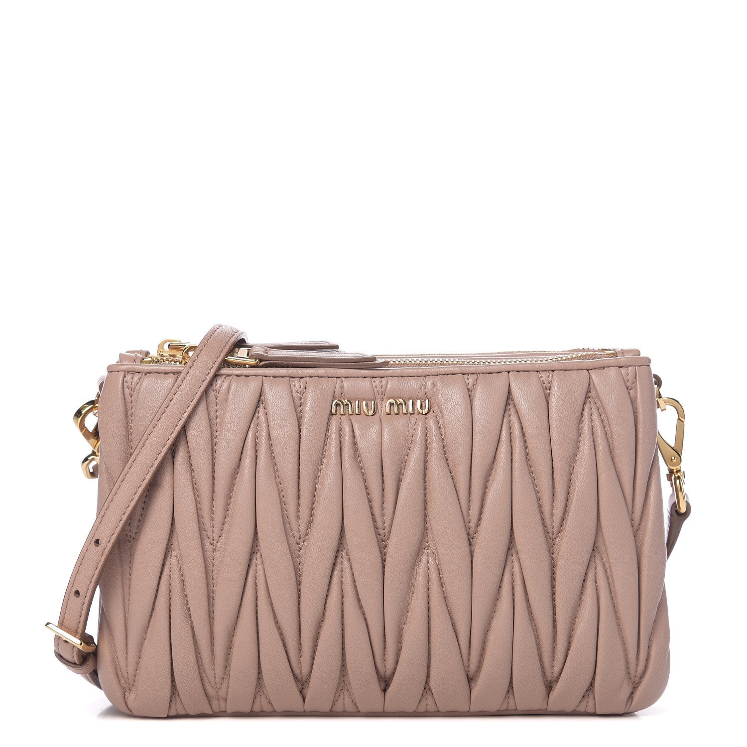 Miu Miu Nappa Matelasse Double Zip Crossbody Cammeo 1 of 9