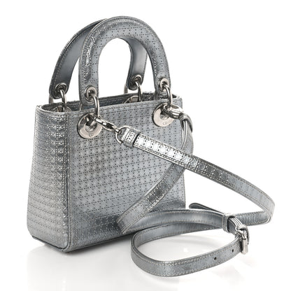 Christian Dior Metallic Patent Micro-Cannage Mini Lady Dior Silver 3 of 9