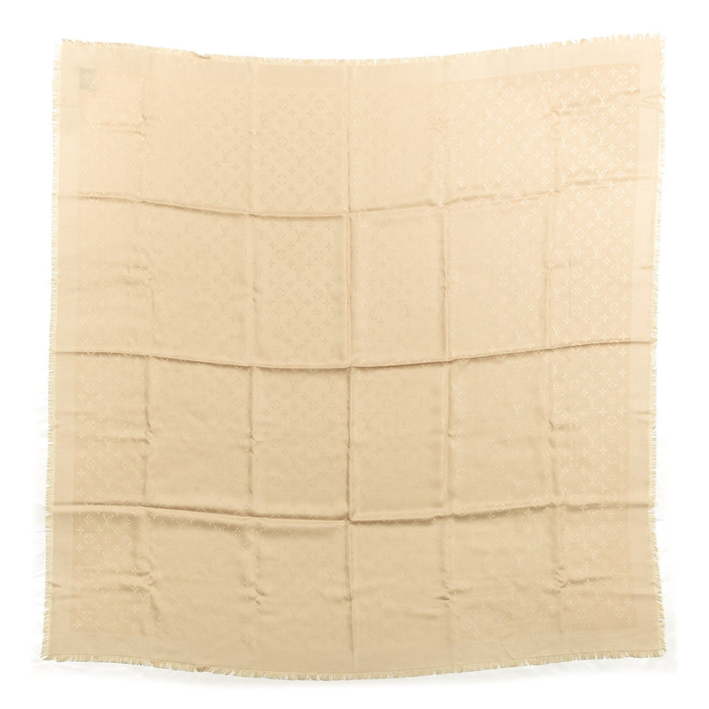 Silk Wool Monogram Shawl Natural