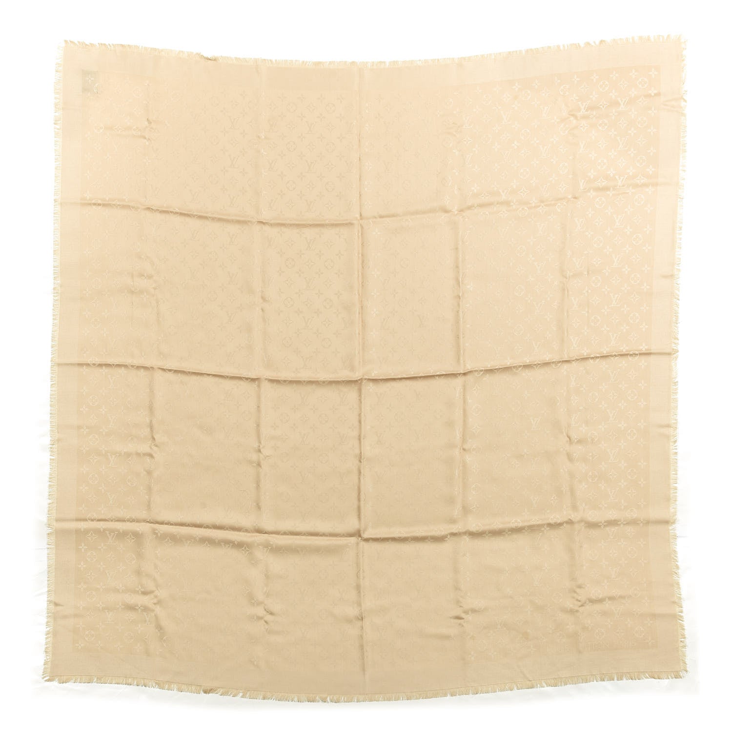 Louis Vuitton Silk Wool Monogram Shawl Natural 1 of 4