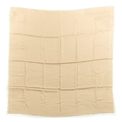 Louis Vuitton Silk Wool Monogram Shawl Natural 1 of 4