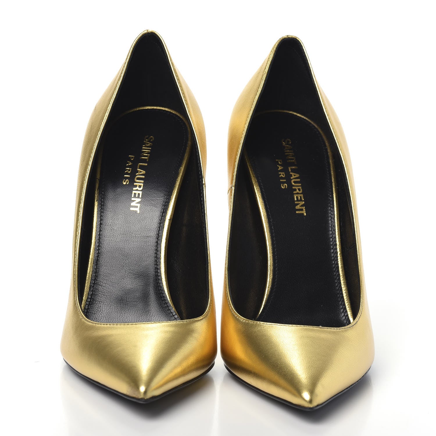 Saint Laurent Calfskin Opyum 100 Pumps 38 Gold 2 of 7