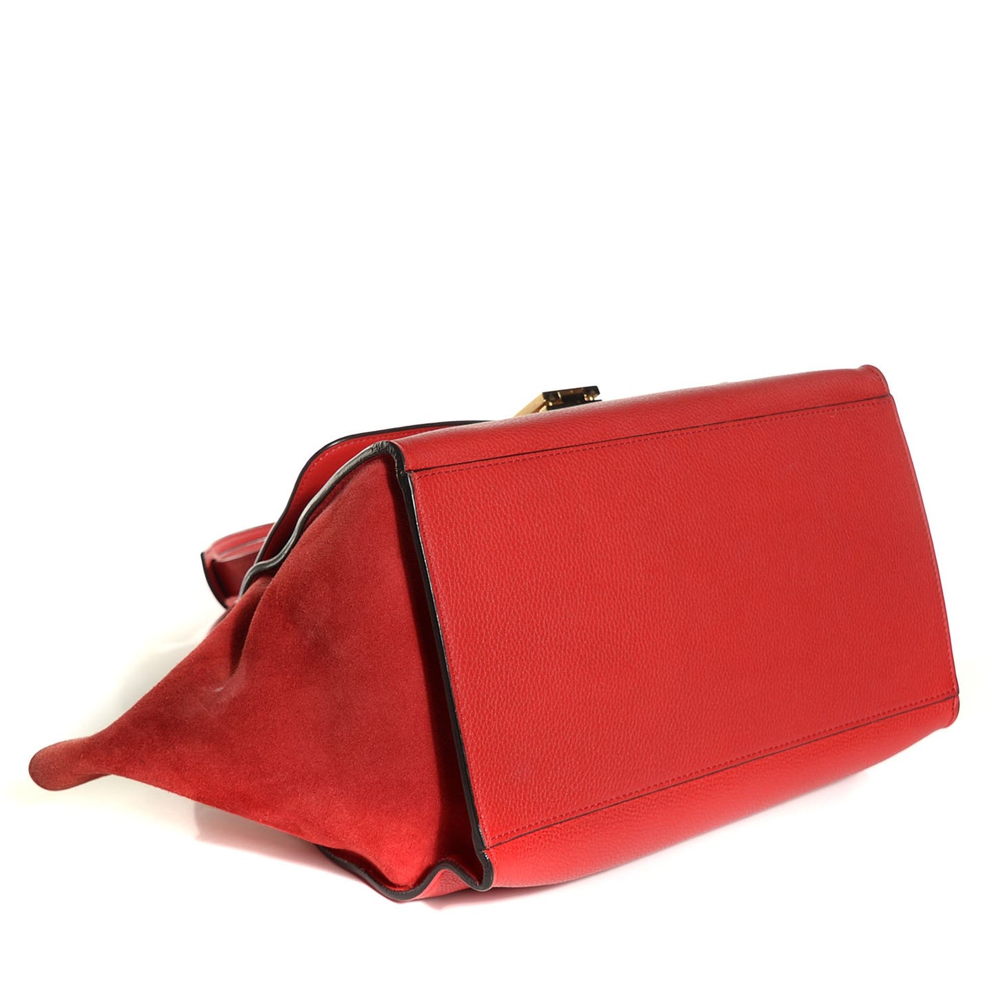 Drummed Calfskin Suede Medium Trapeze Coquelicot