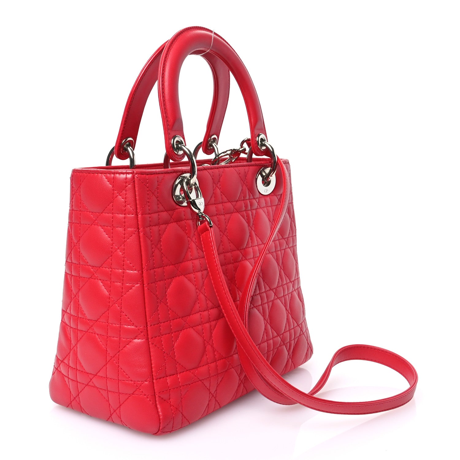 Christian Dior Lambskin Cannage Medium Lady Dior Red 3 of 12
