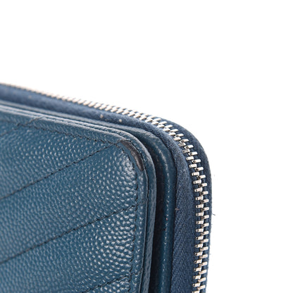 Saint Laurent Grain De Poudre Matelasse Compact Zip Around Wallet Peacock Green 9 of 21