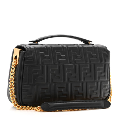Fendi Nappa Small FF Embossed Midi Chain Baguette Black 3 of 11