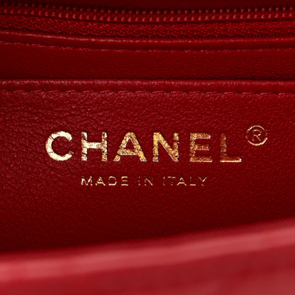 Chanel Lambskin Quilted Mini Top Handle Rectangular Flap Red 6 of 12