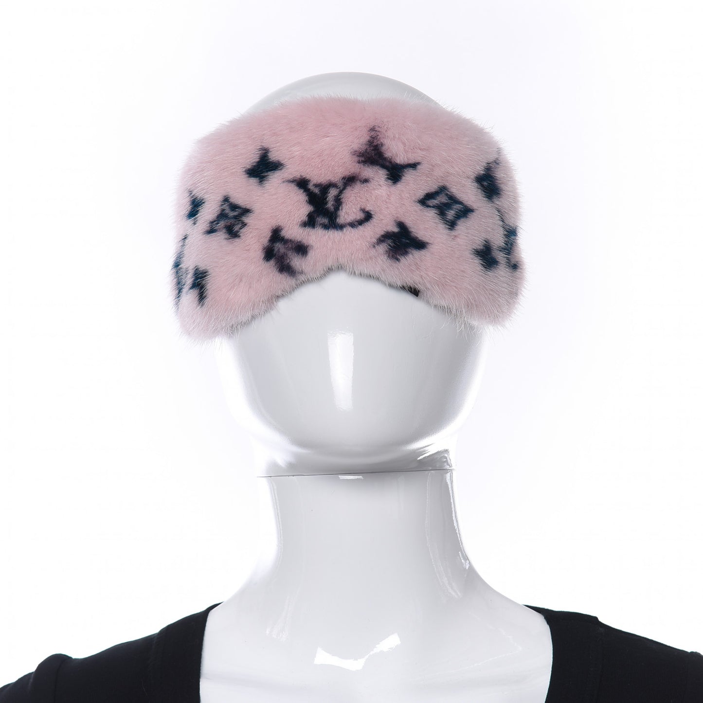 Monogram Mink Fur Sleep Mask Light Pink