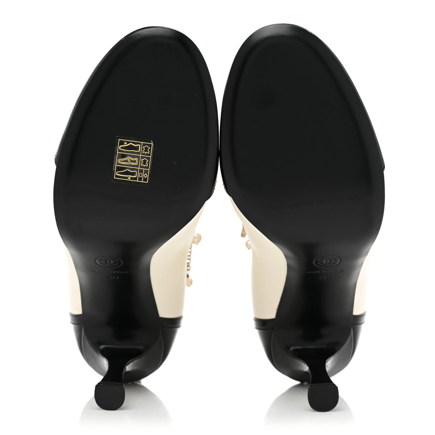 Lambskin Patent Calfskin Charms Ankle Boots 40 Ivory Black