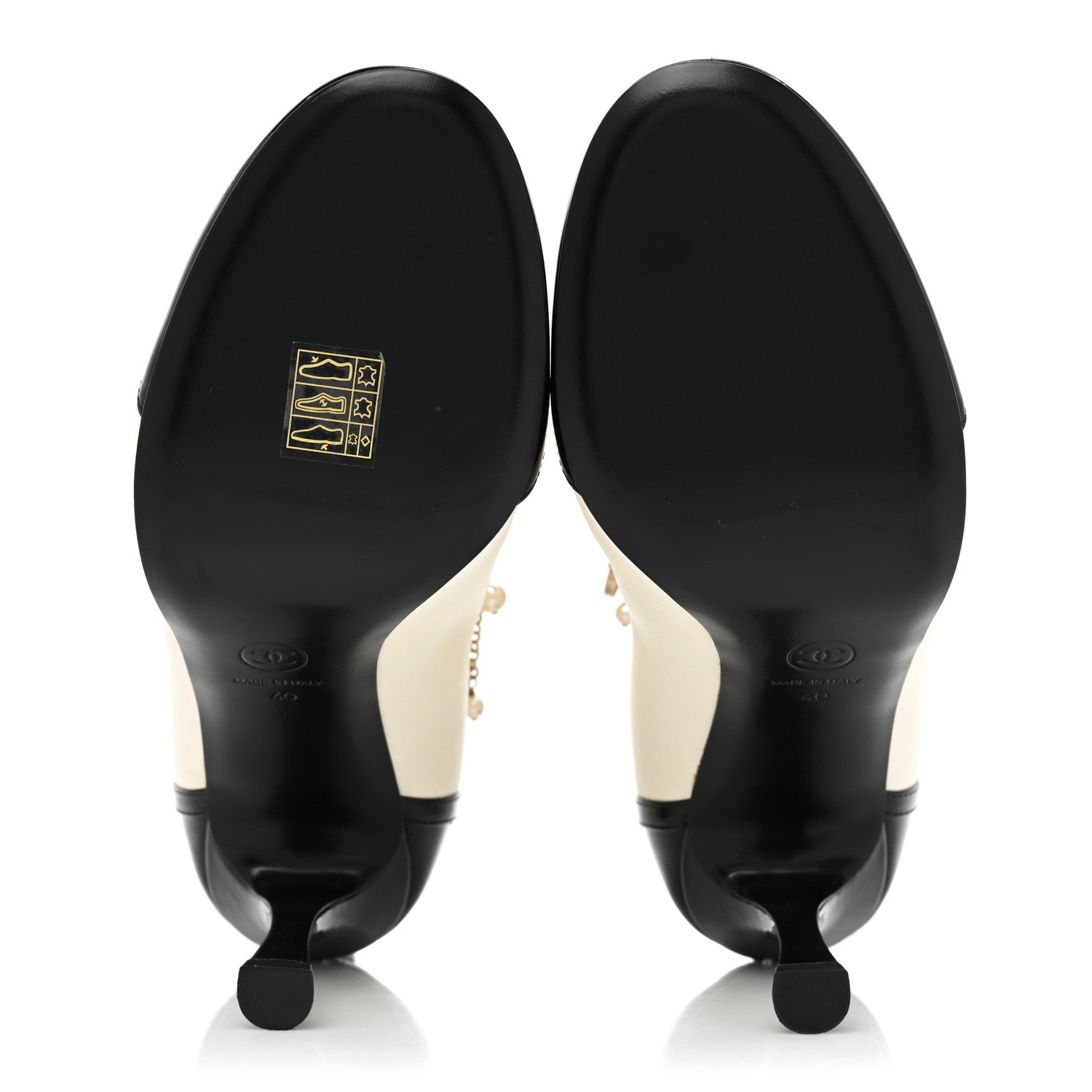 Chanel Lambskin Patent Calfskin Charms Ankle Boots 40 Ivory Black 5 of 8
