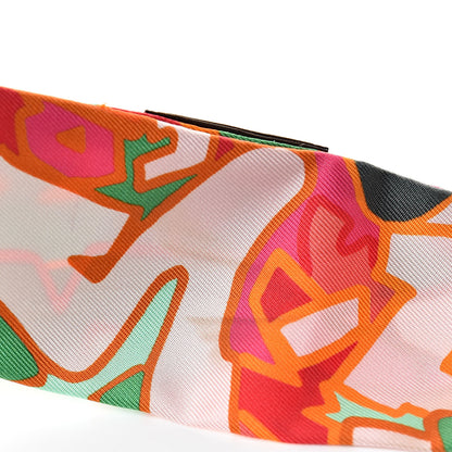 Hermes Silk Graff Graffiti Twilly Fuchsia Orange Vert 6 of 6