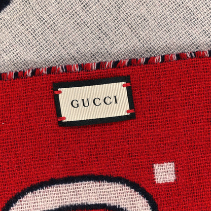 Gucci Cashmere Wool GG Monogram Reversible Intarsia Scarf Red Ivory 3 of 3