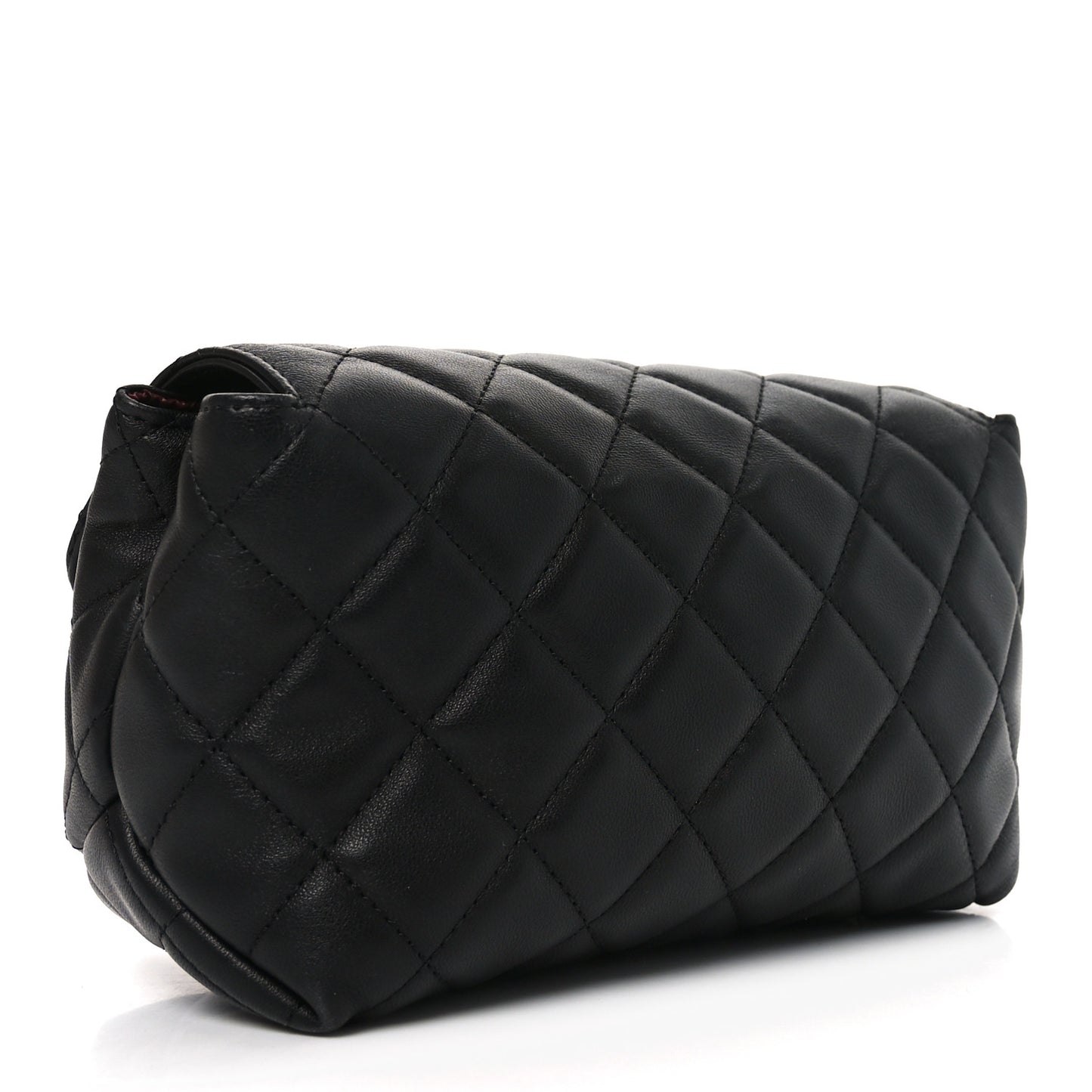 Lambskin Quilted Flap Cosmetic Case Black