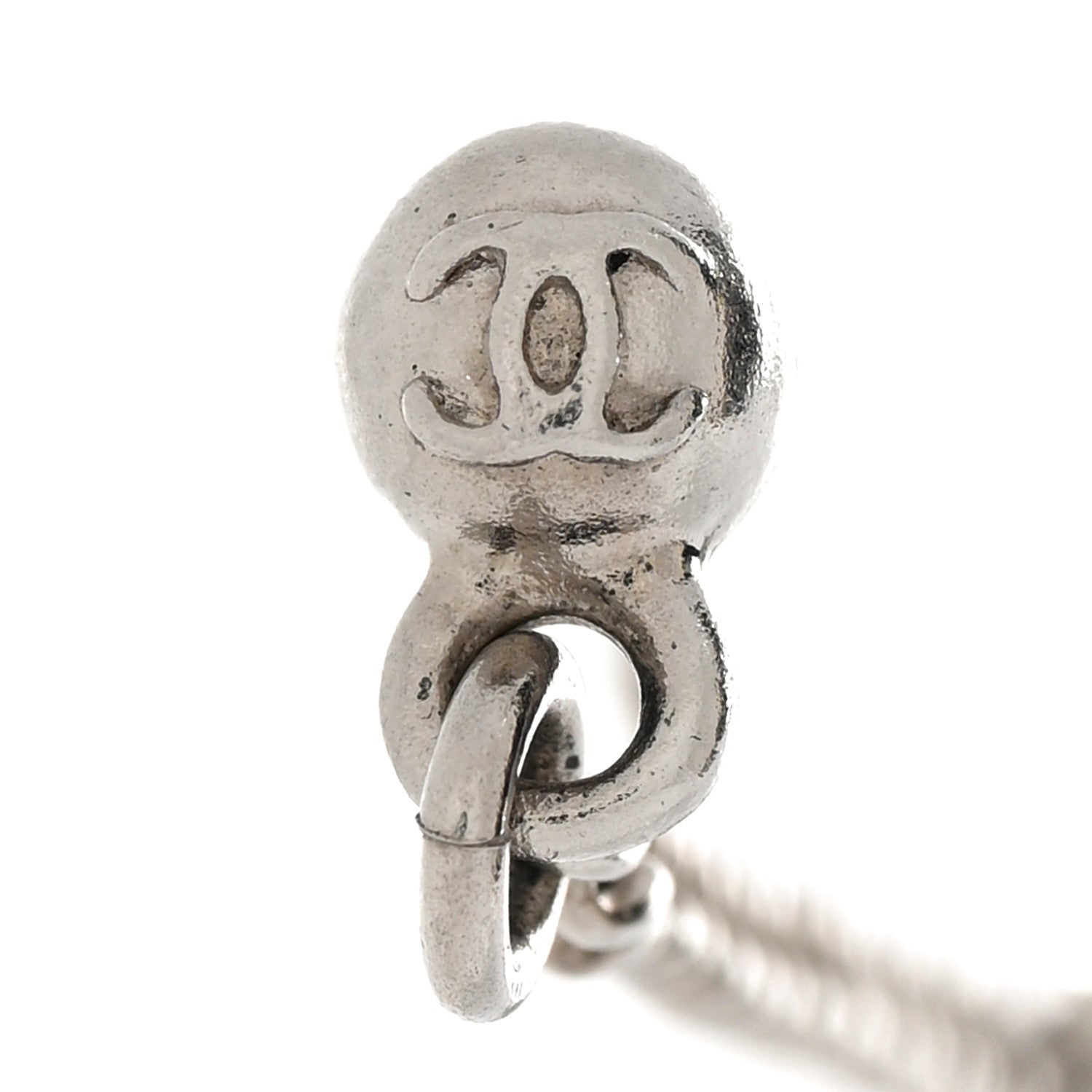 Chanel Baguette Crystal CC Drop Earrings Silver 4 of 4