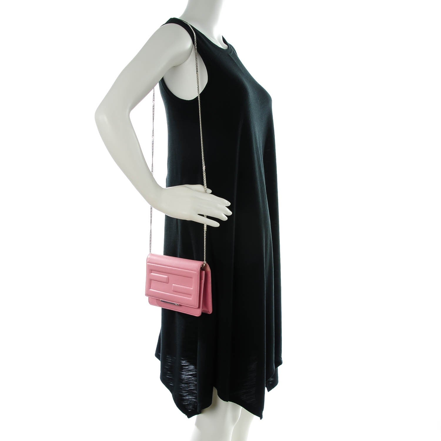 Fendi Vitello Flamingo Tube Wallet on Chain Pink 2 of 9