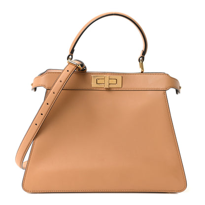Fendi Vitello Seta Shiny Nappa Medium Peekaboo I SEE U Satchel Miele Scuro Light Rose 1 of 9
