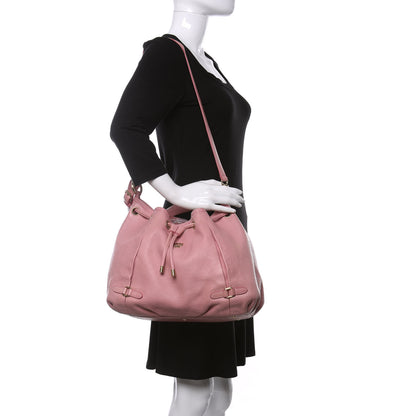 MCM Calfskin Ottomar Drawstring Shoulder Bag Pink 2 of 18