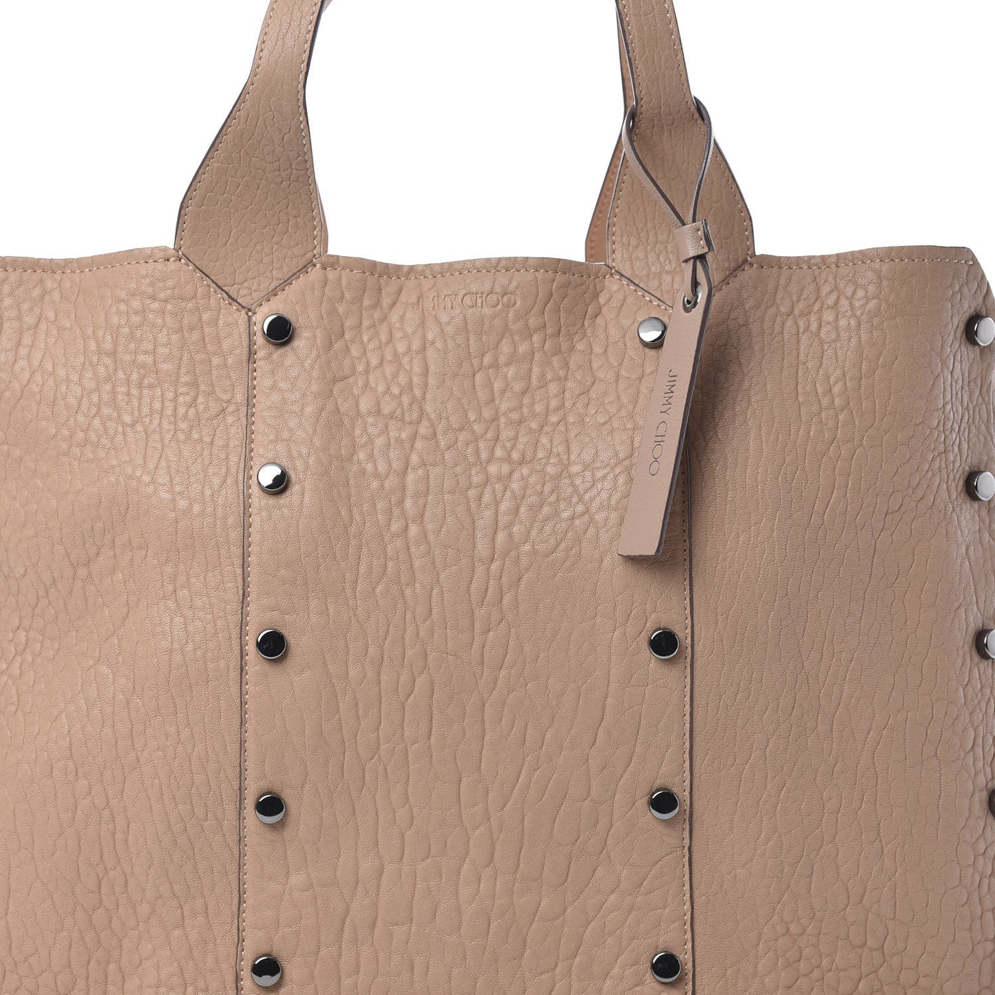 Grained Calfskin Studded Lockett Shopper Tote Ballet Pink