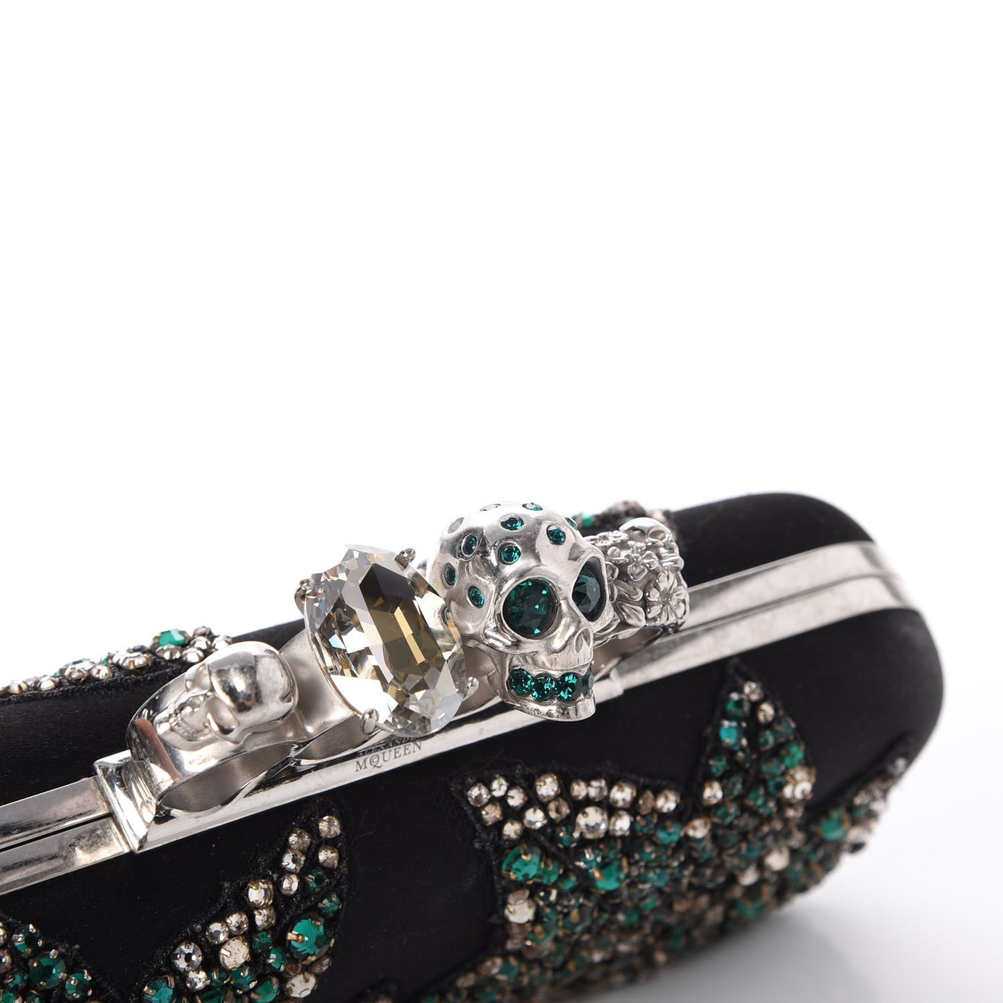 Silk Crystal Knucklebox Clutch Black