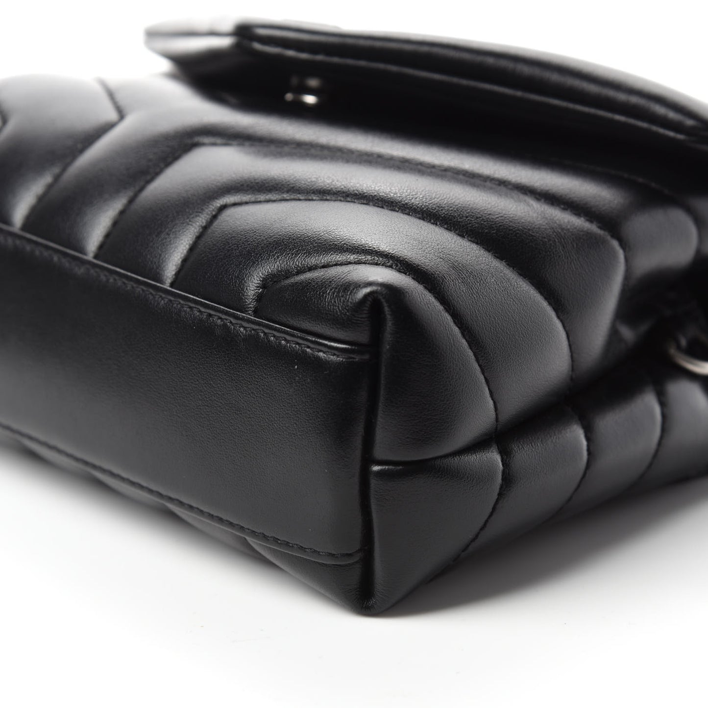 Calfskin Y Quilted Monogram Toy Loulou Crossbody Bag Black