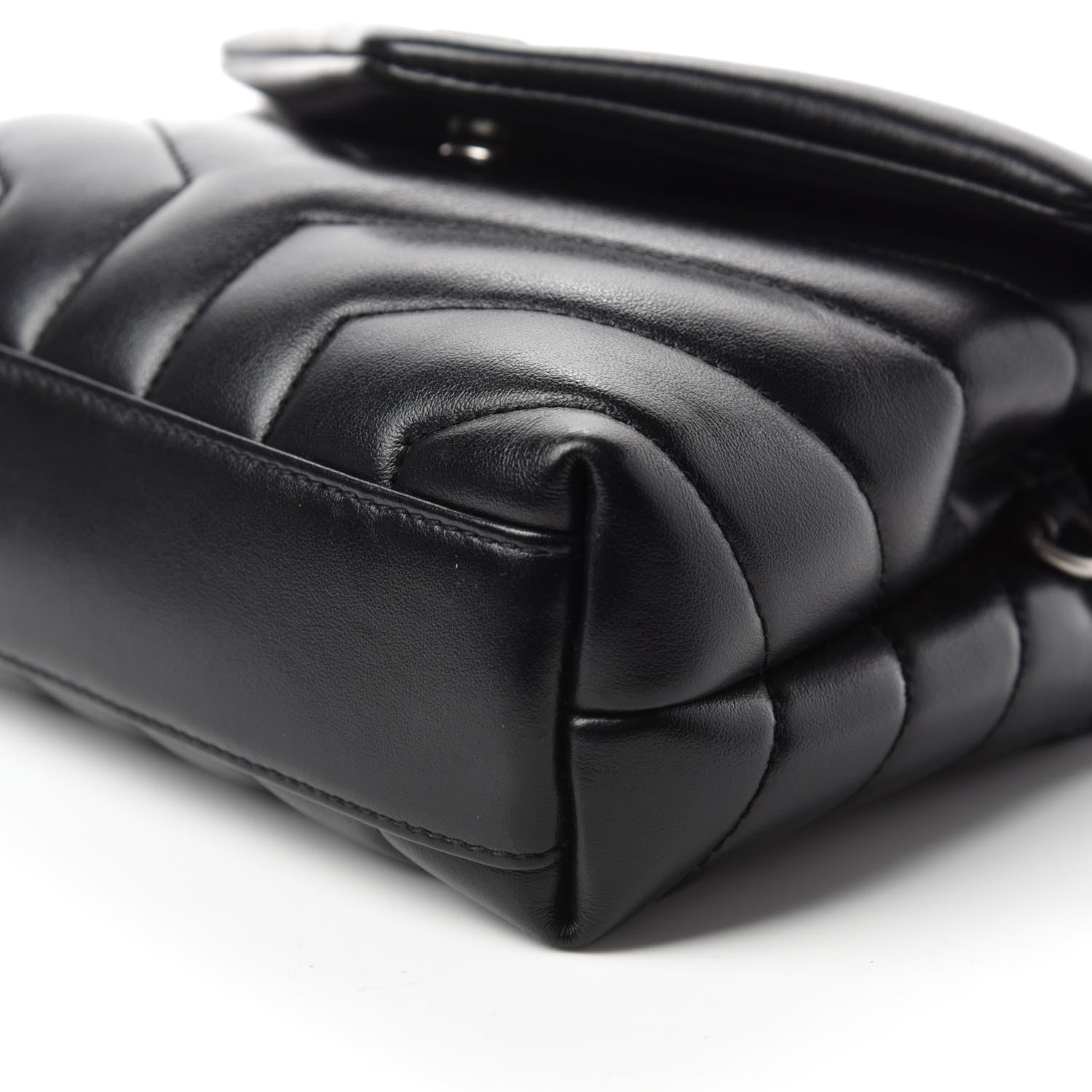 Saint Laurent Calfskin Y Quilted Monogram Toy Loulou Crossbody Bag Black 7 of 12