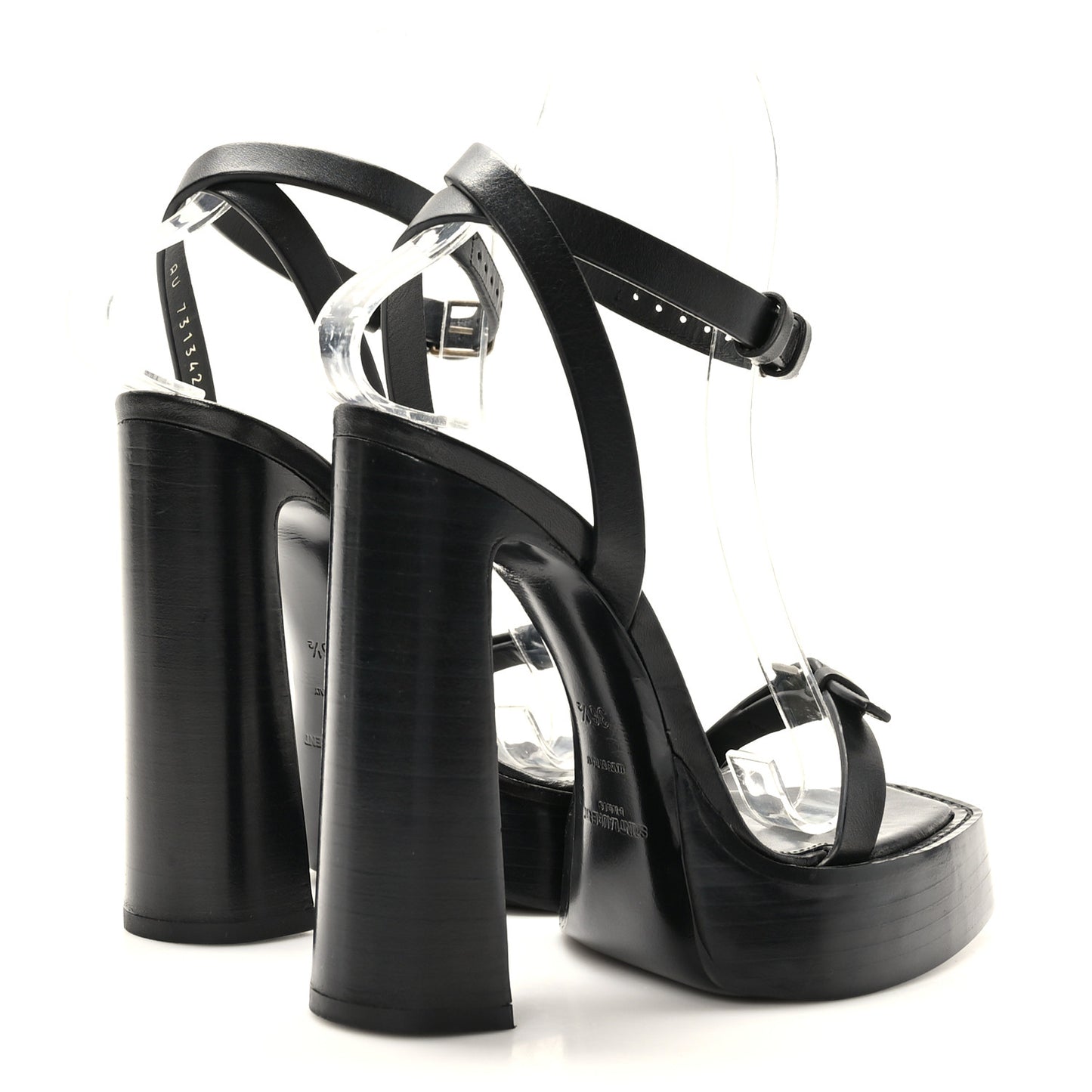 Calfskin Platz 105 Platform Sandals 36.5 Black