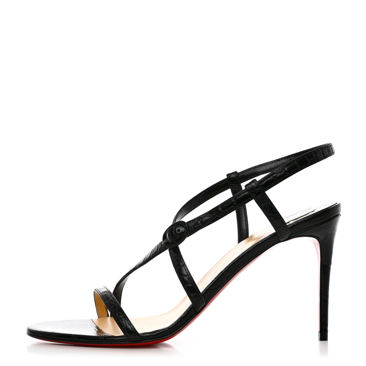Christian Louboutin Calfskin Alligator Embossed Selima 85 Sandals 40 Black 1 of 8