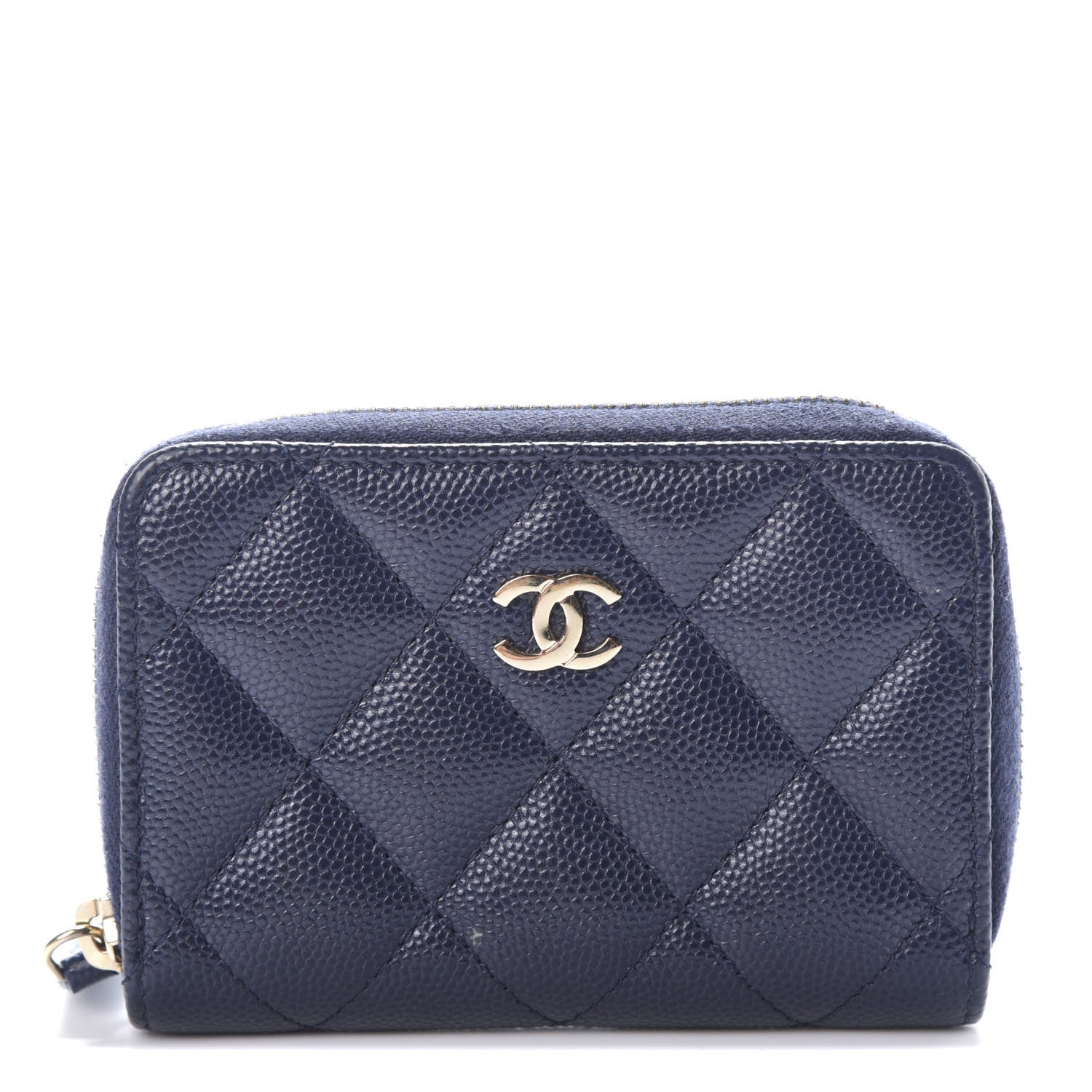 Chanel Caviar Quilted Zip Coin Purse Dark Blue 1 of 7