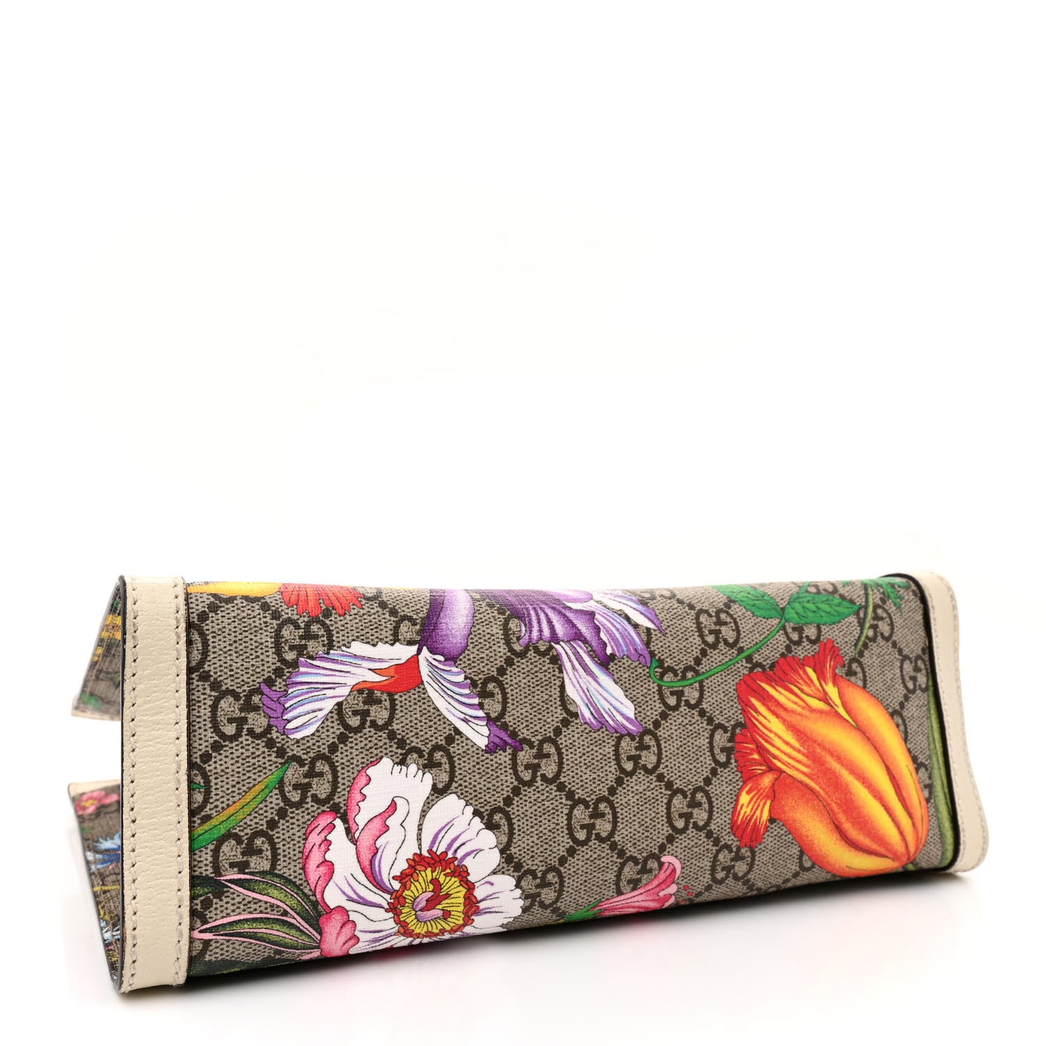 Gucci GG Supreme Monogram Flora Textured Calfskin Small Padlock Tote Beige Ebony Multicolor Mystic White 4 of 14