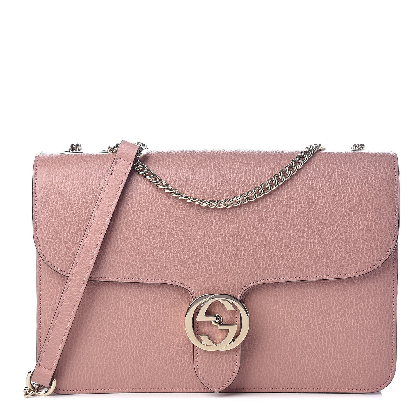 Dollar Calfskin Interlocking G Shoulder Bag Soft Pink